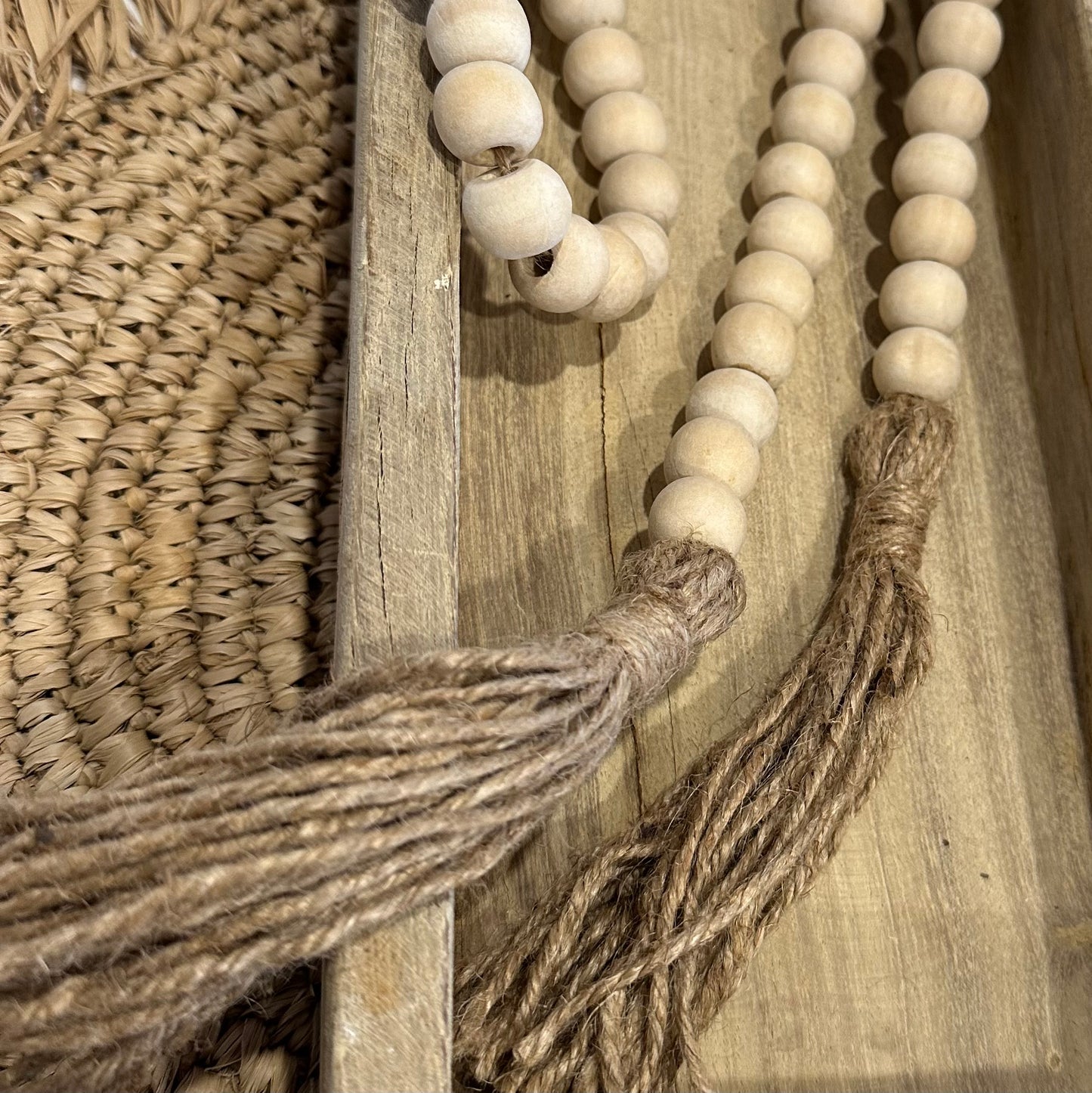 Natural Beads and Jute Tassel/Curtain Tie | 120cm