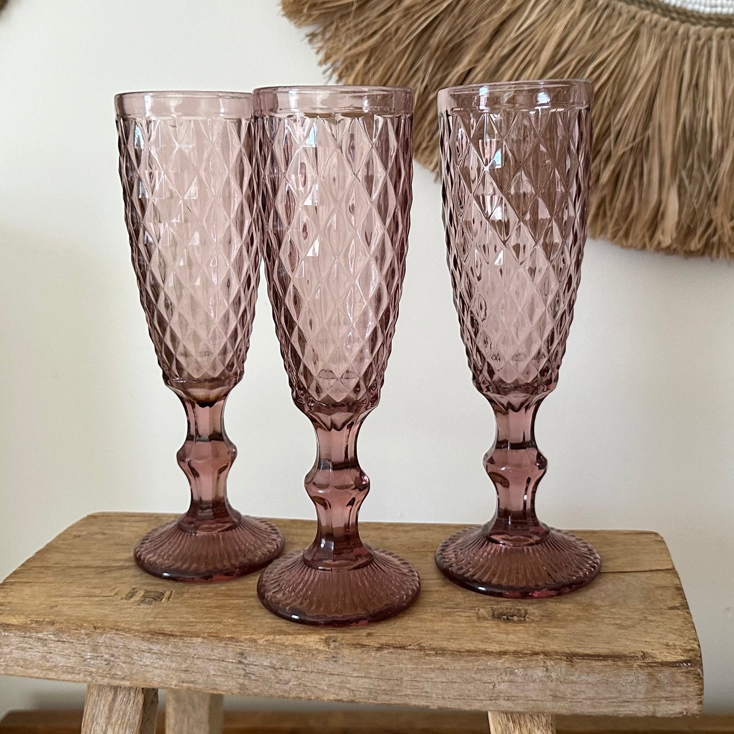 GLASS Champagne Flute | PINK | ONLY 1 SET LEFT