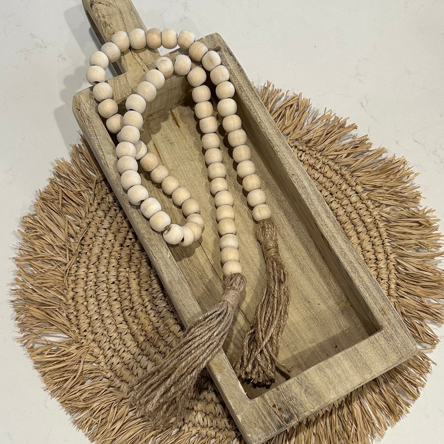 Natural Beads and Jute Tassel/Curtain Tie | 120cm