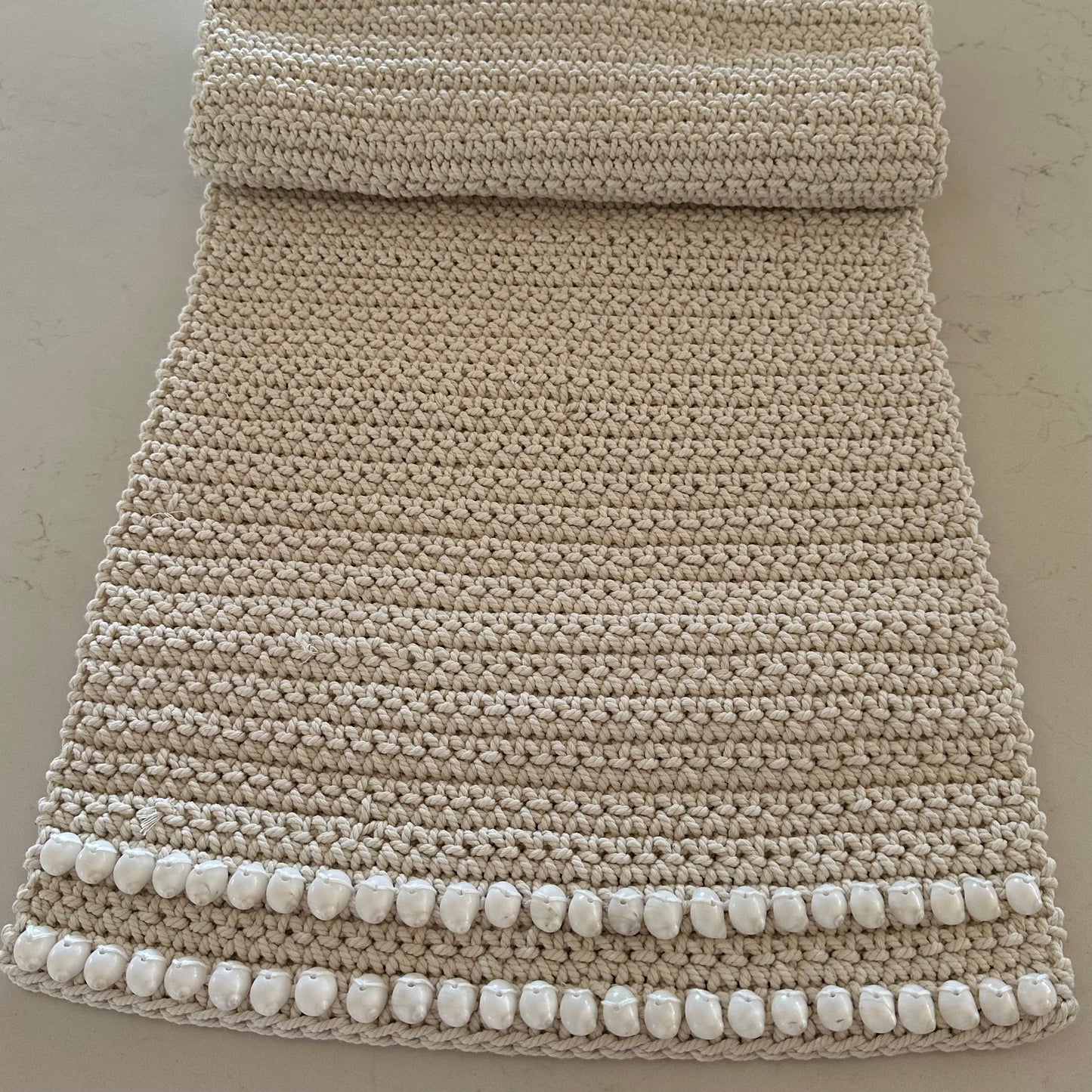 Seaside Cotton and Moon Shell Table Runner | Small | NATURAL | 2 sizes available