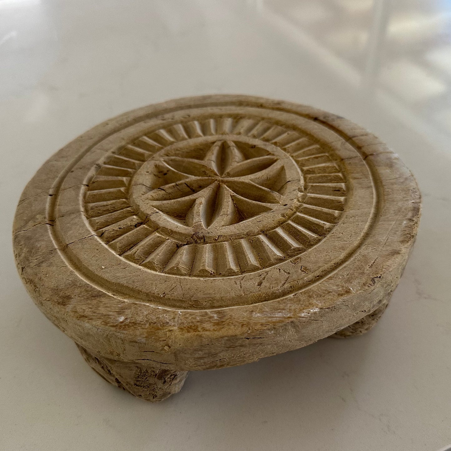 BoHo Vintage Carved Chapati Plate/Riser | Carved | LAST 1