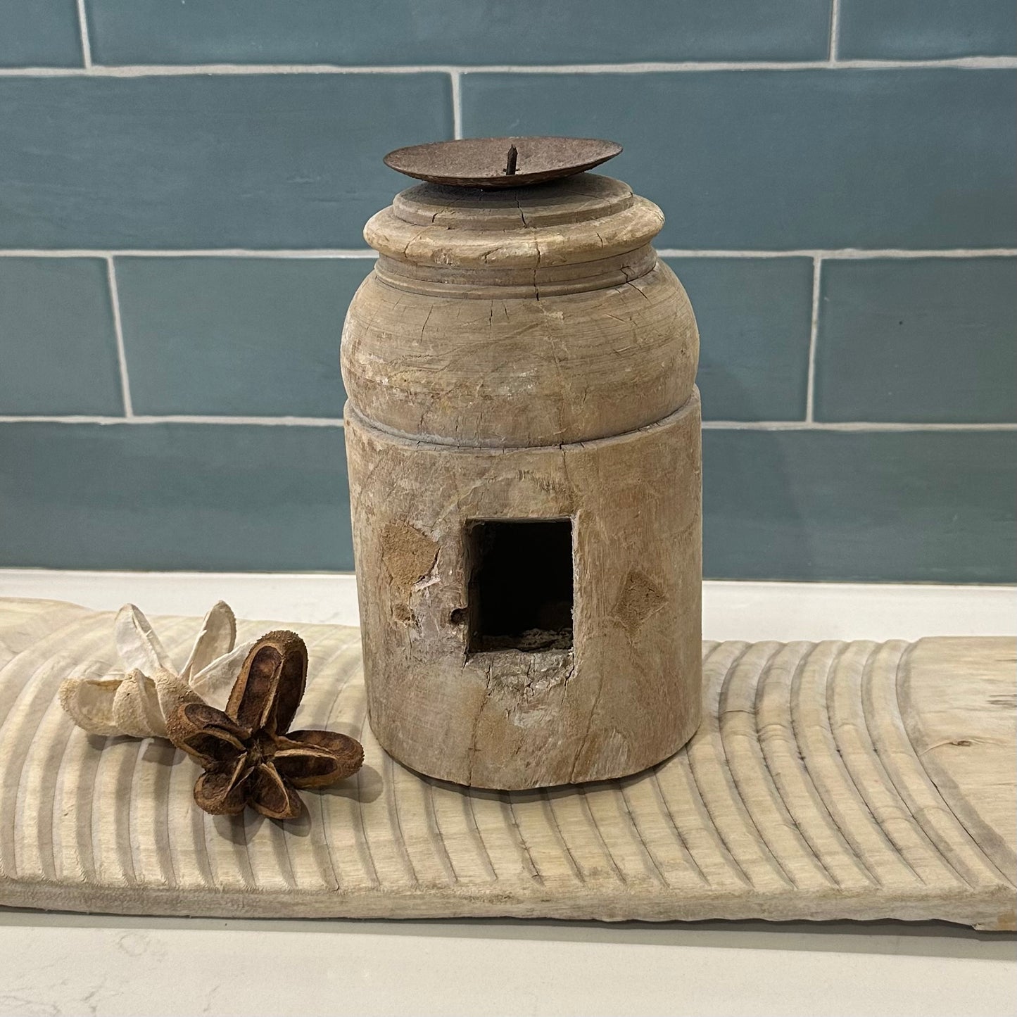 Bleached Vintage Binjara Candle Stand | Large C