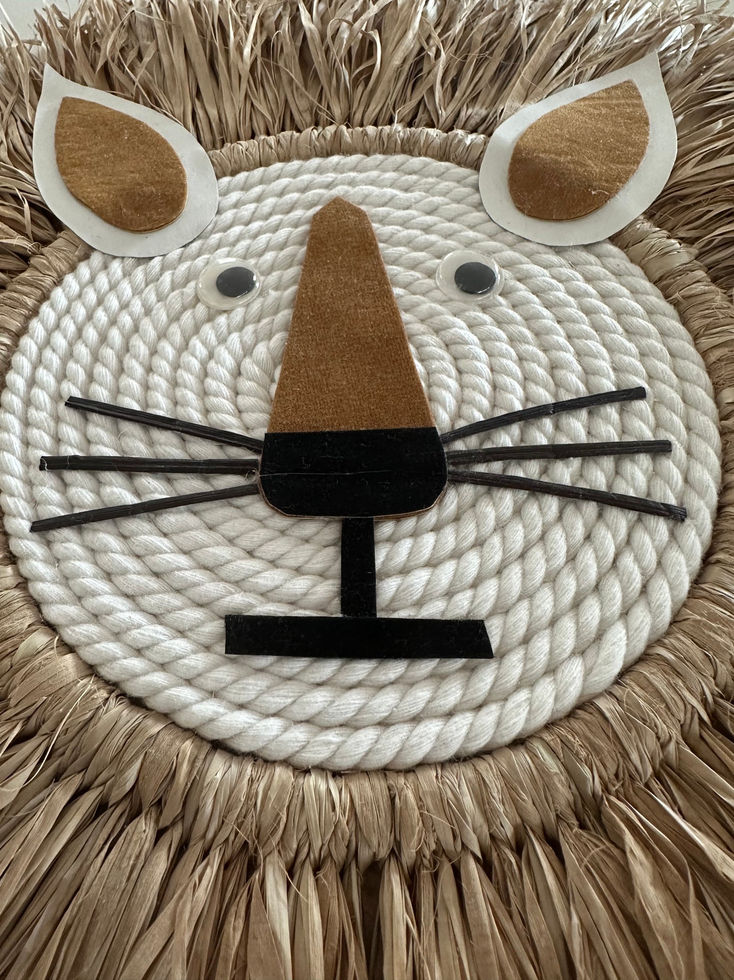 Natural Woven Raffia Fringe Wall Plaque | Lion | 35cm | 1 AVAILABLE NOW