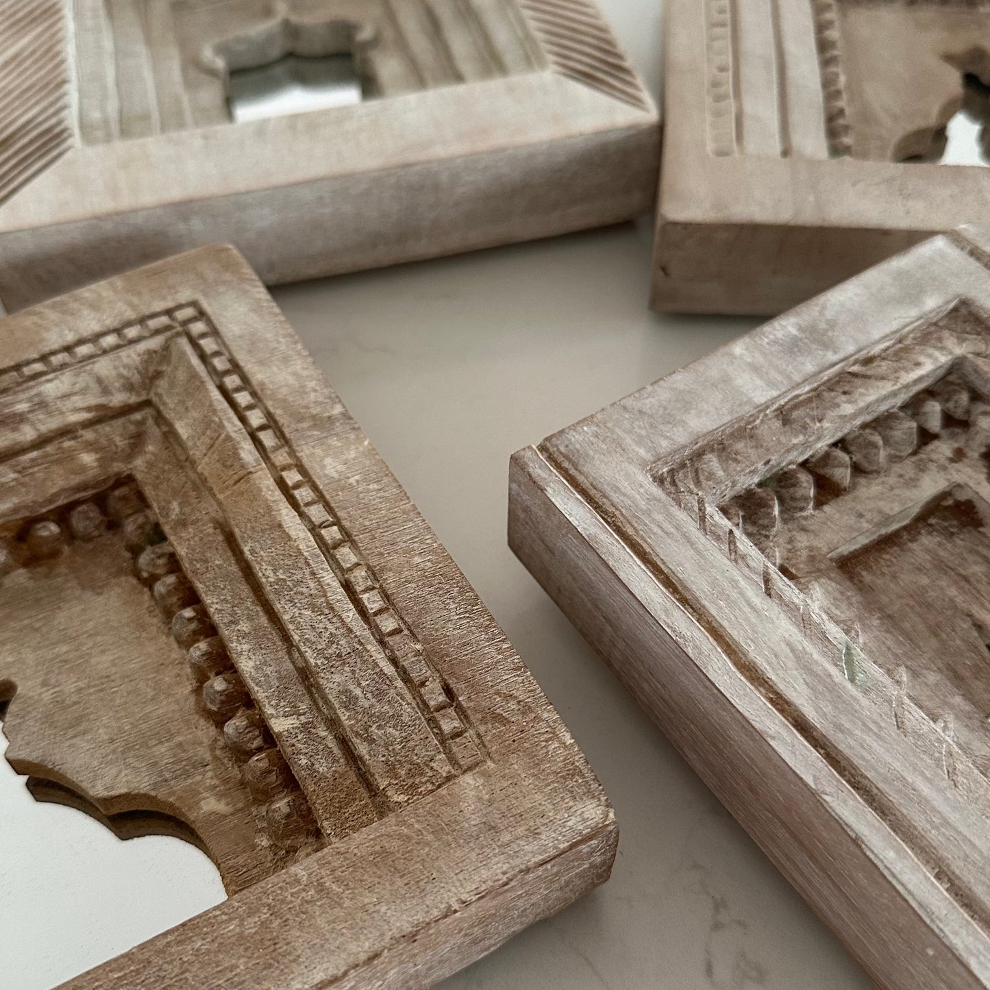 BoHo Vintage Indian Temple Mirror | Bleached | Square | Option B