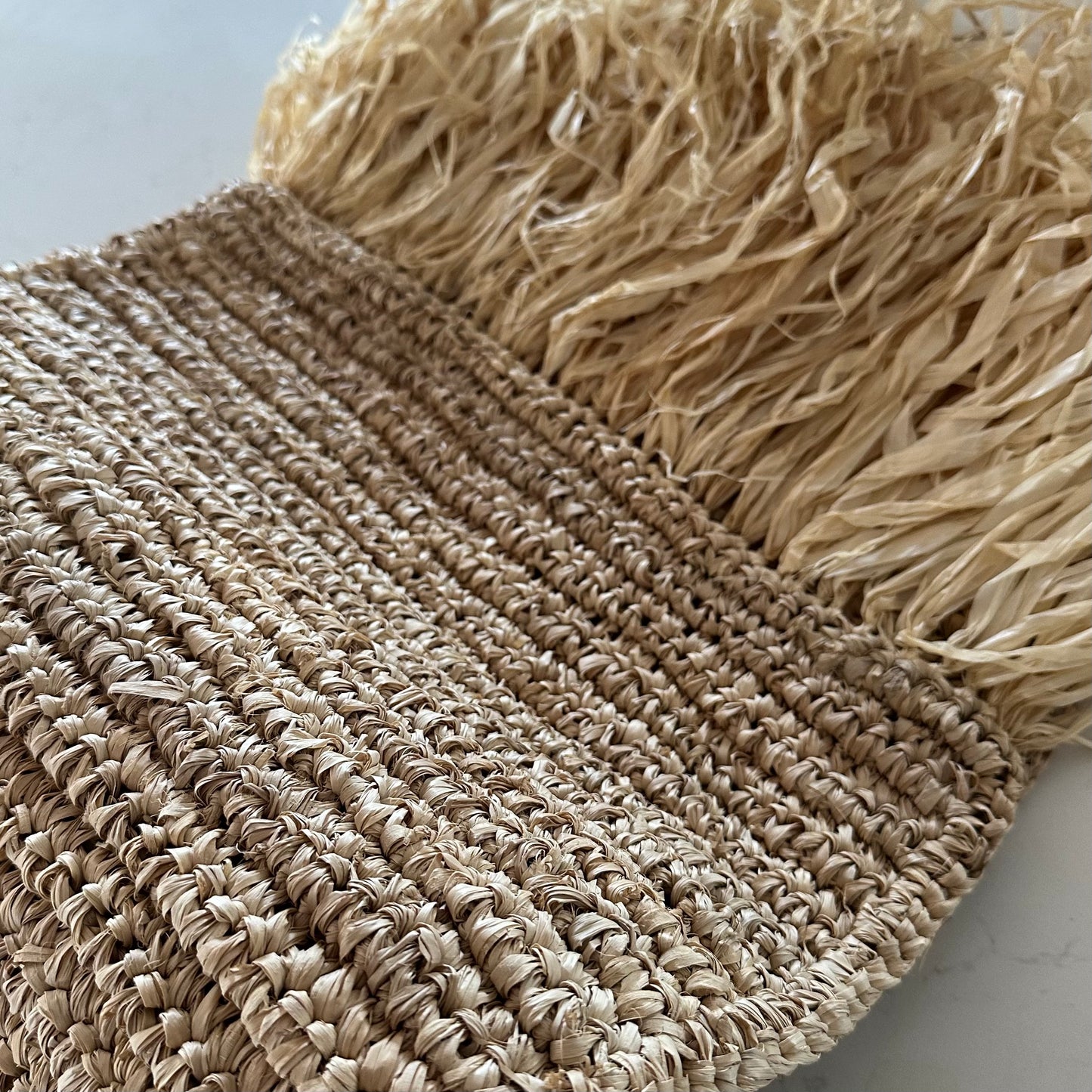 Tahiti Raffia Table/Bed Runner with Bleached Fringe | JUST ARRIVED