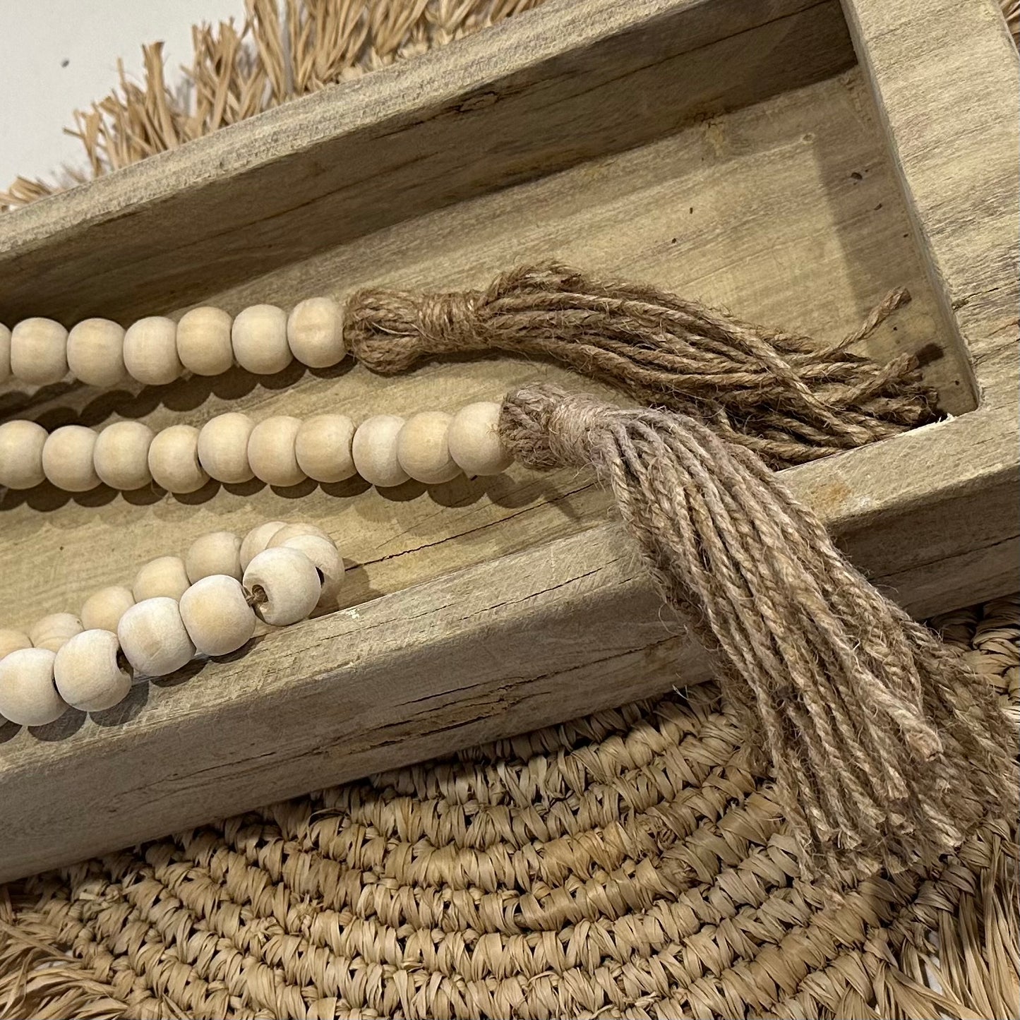 Natural Beads and Jute Tassel/Curtain Tie | 120cm