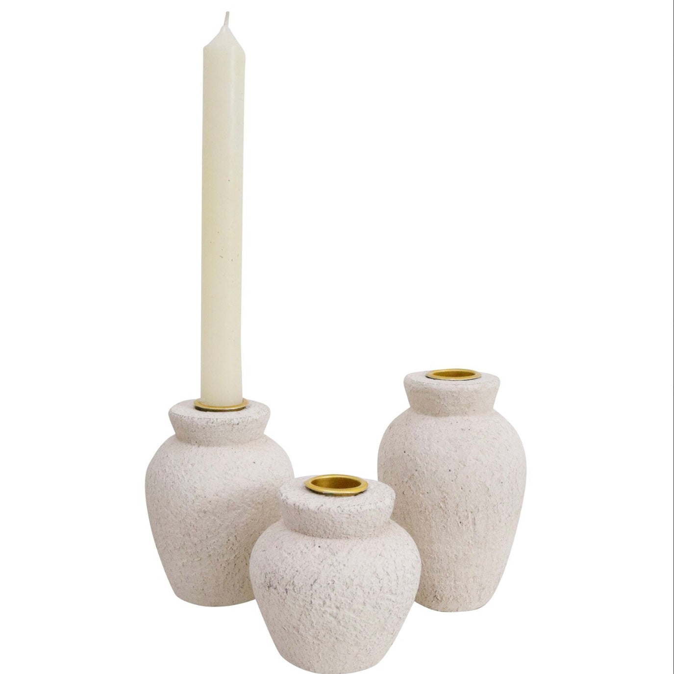 Valletta Urn Candle Holders | White Washed | Set of 3