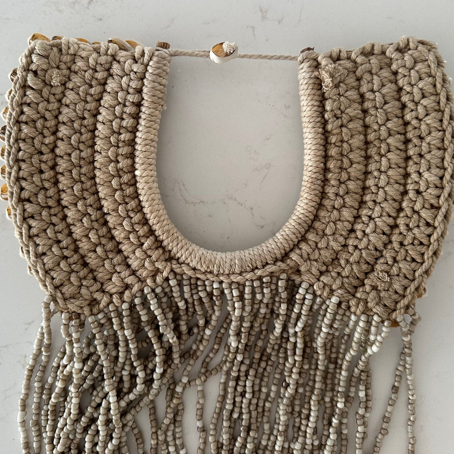 Sari Cowrie Shell + Beaded Wall Necklace | w/- Stand