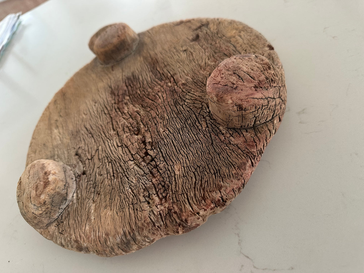 Vintage Indian Carved Chapati Plate | Bleached | Large