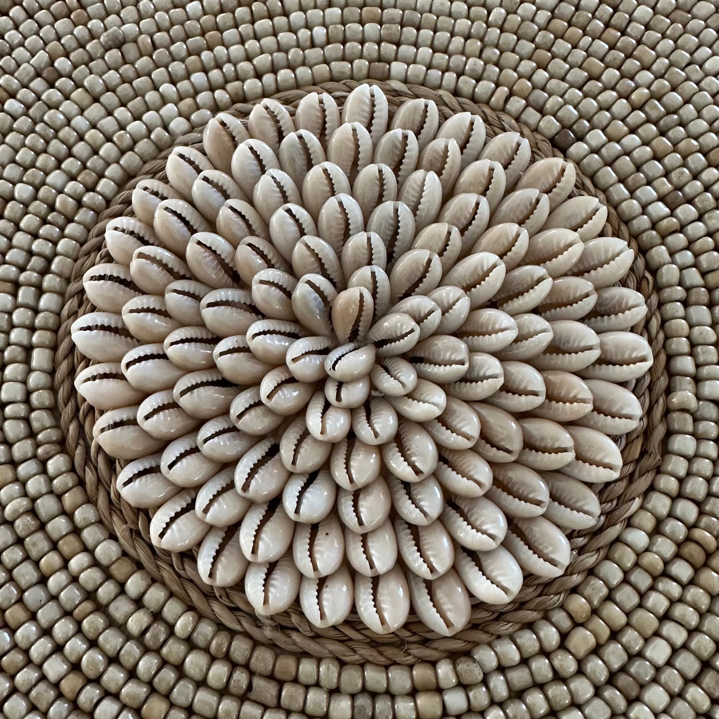 Sunshine Bead Shell Rope and Raffia Wall Disk | COFFEE | 60cm