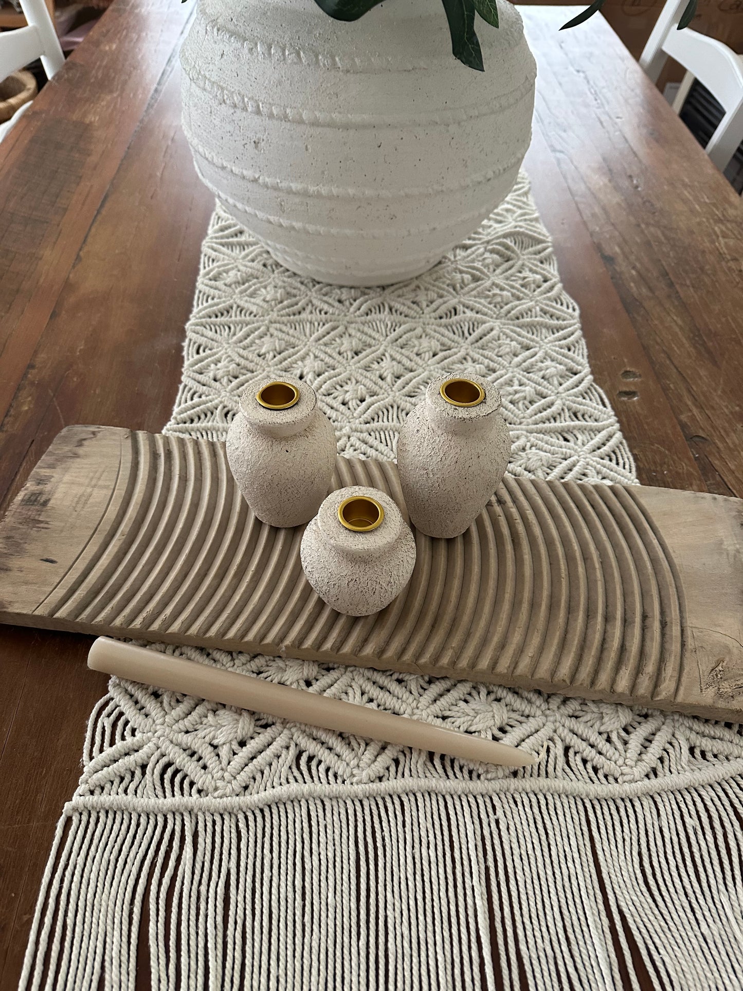 Valletta Urn Candle Holders | White Washed | Set of 3