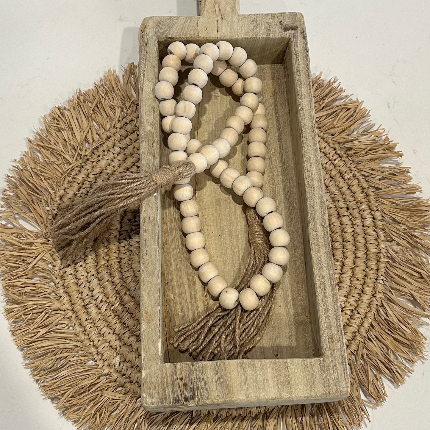Natural Beads and Jute Tassel/Curtain Tie | 120cm
