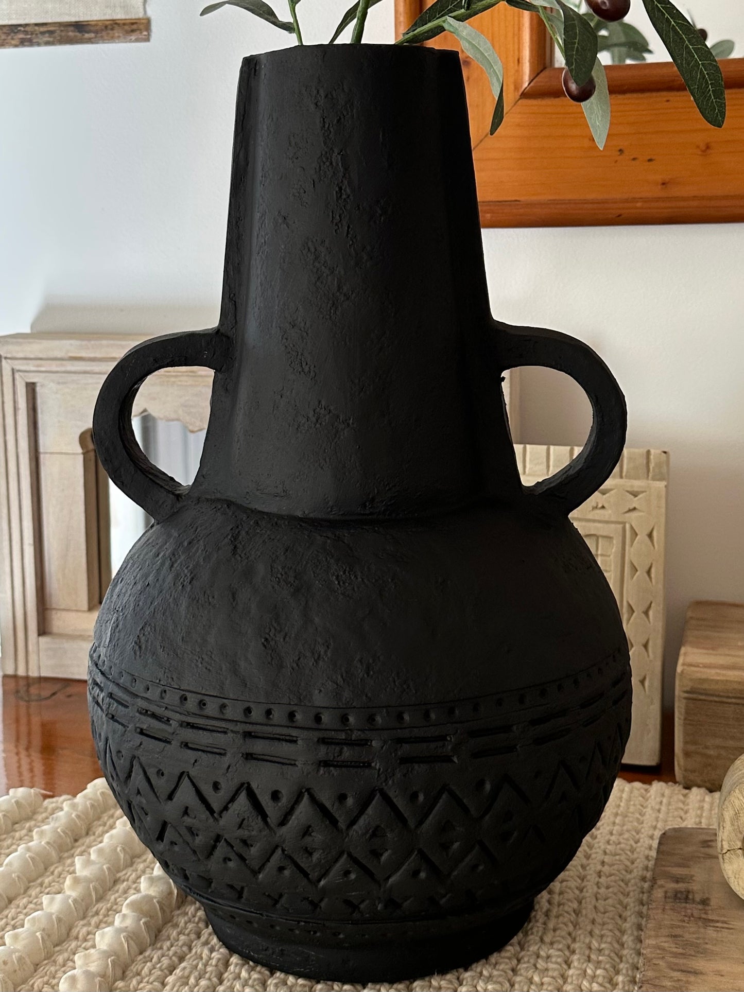 BoHo Black Washed Urn/Vessel | Black | ONLY 1 LEFT