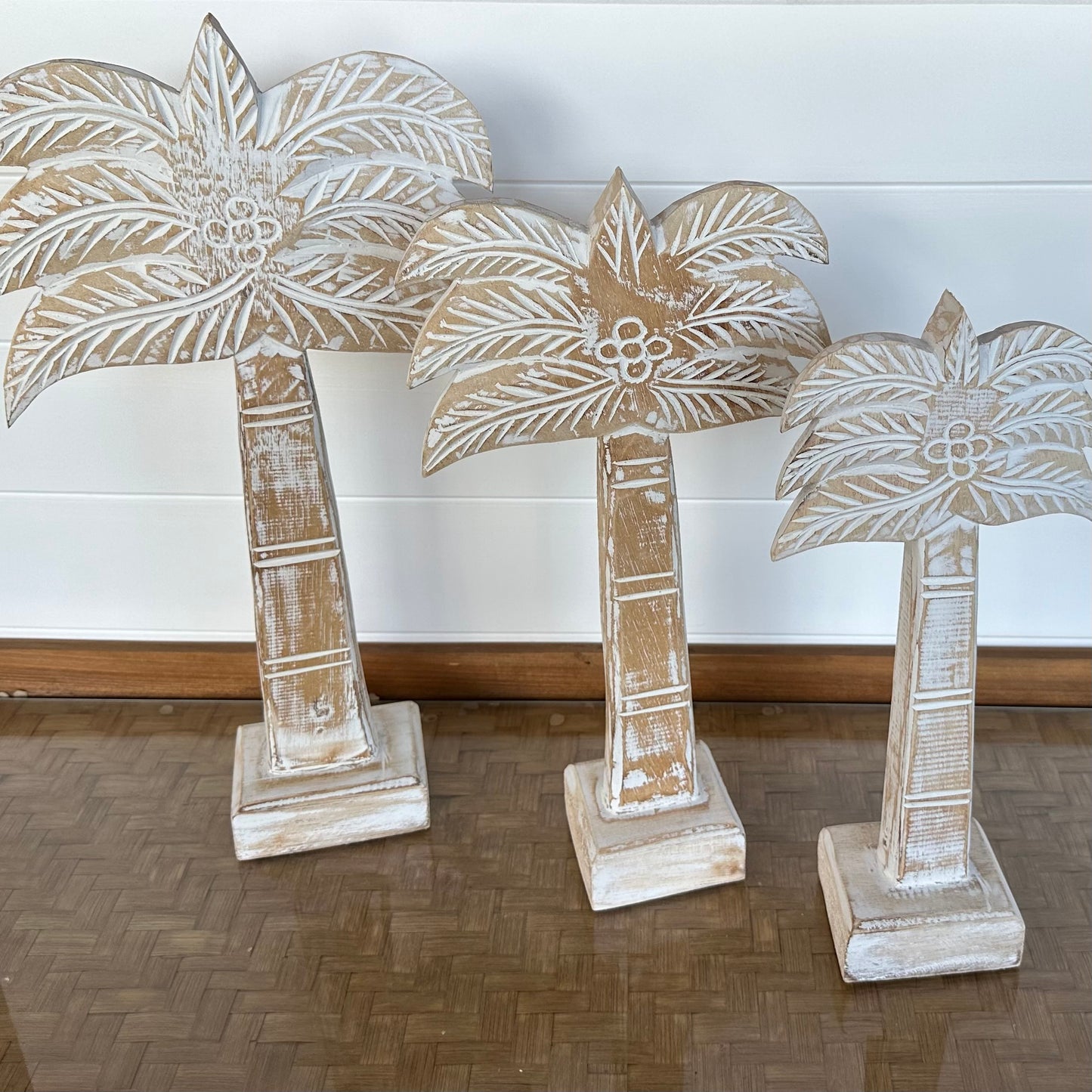 Balinese Timber Palm Tree Whitewashed | MEDIUM ONLY LEFT