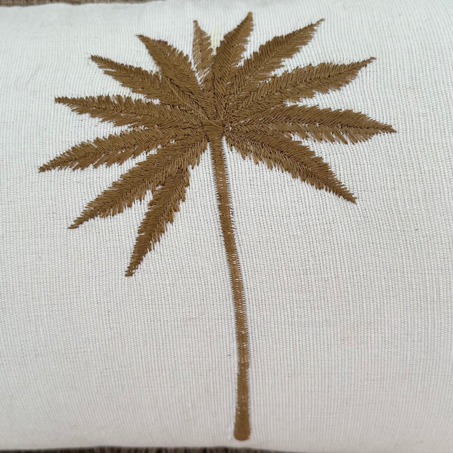 Sanur Cotton Palm Cushion Cover | CARAMEL | FRINGE | 50cm x 30cm