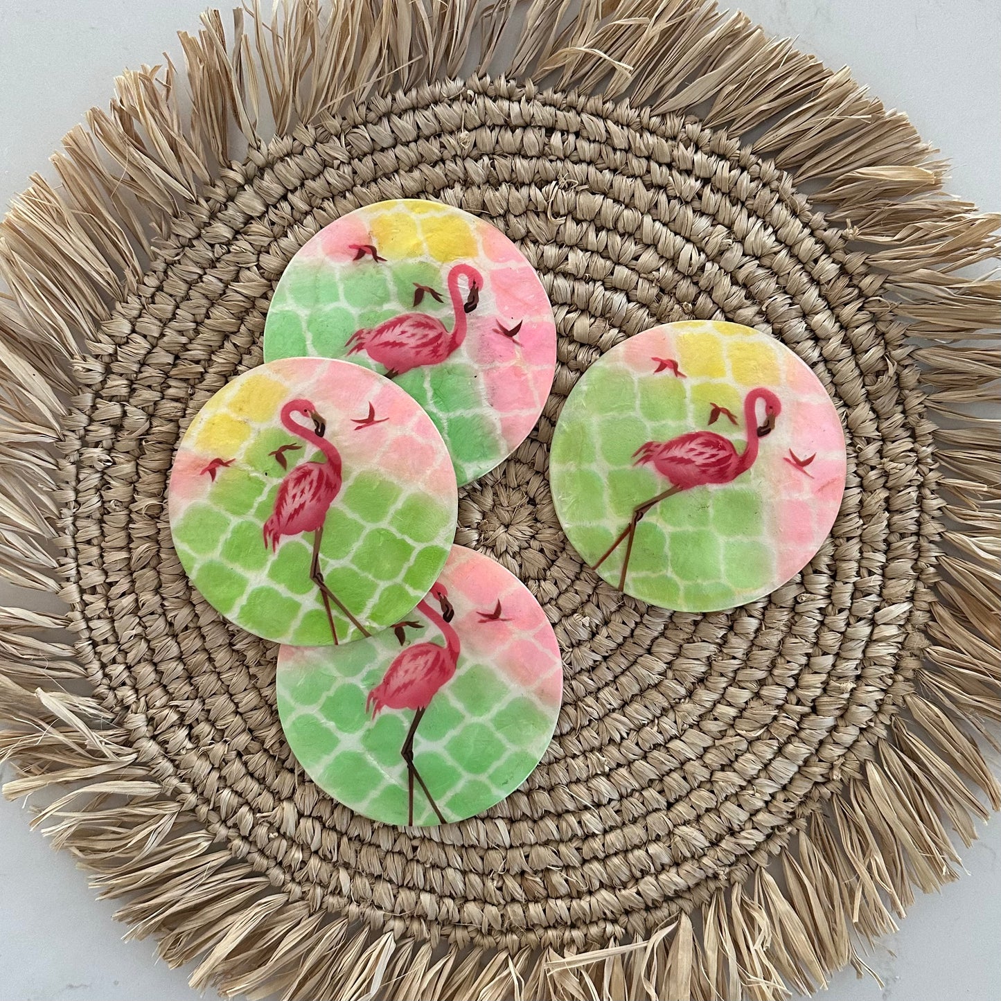 Mother of Pearl Drink Coaster | Flamingo