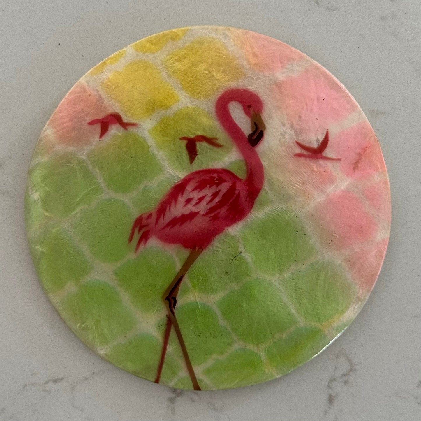 Mother of Pearl Drink Coaster | Flamingo