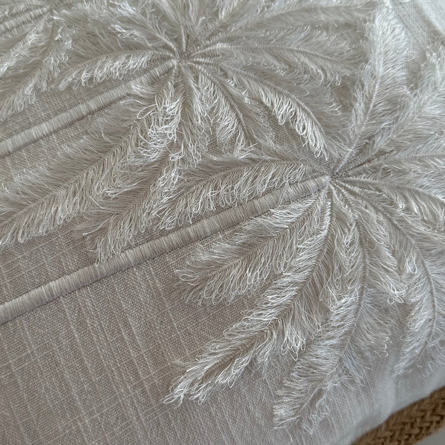 Boho Palms Linen Cushion Cover | Hessian Trim | 45x45cm | BEST SELLER