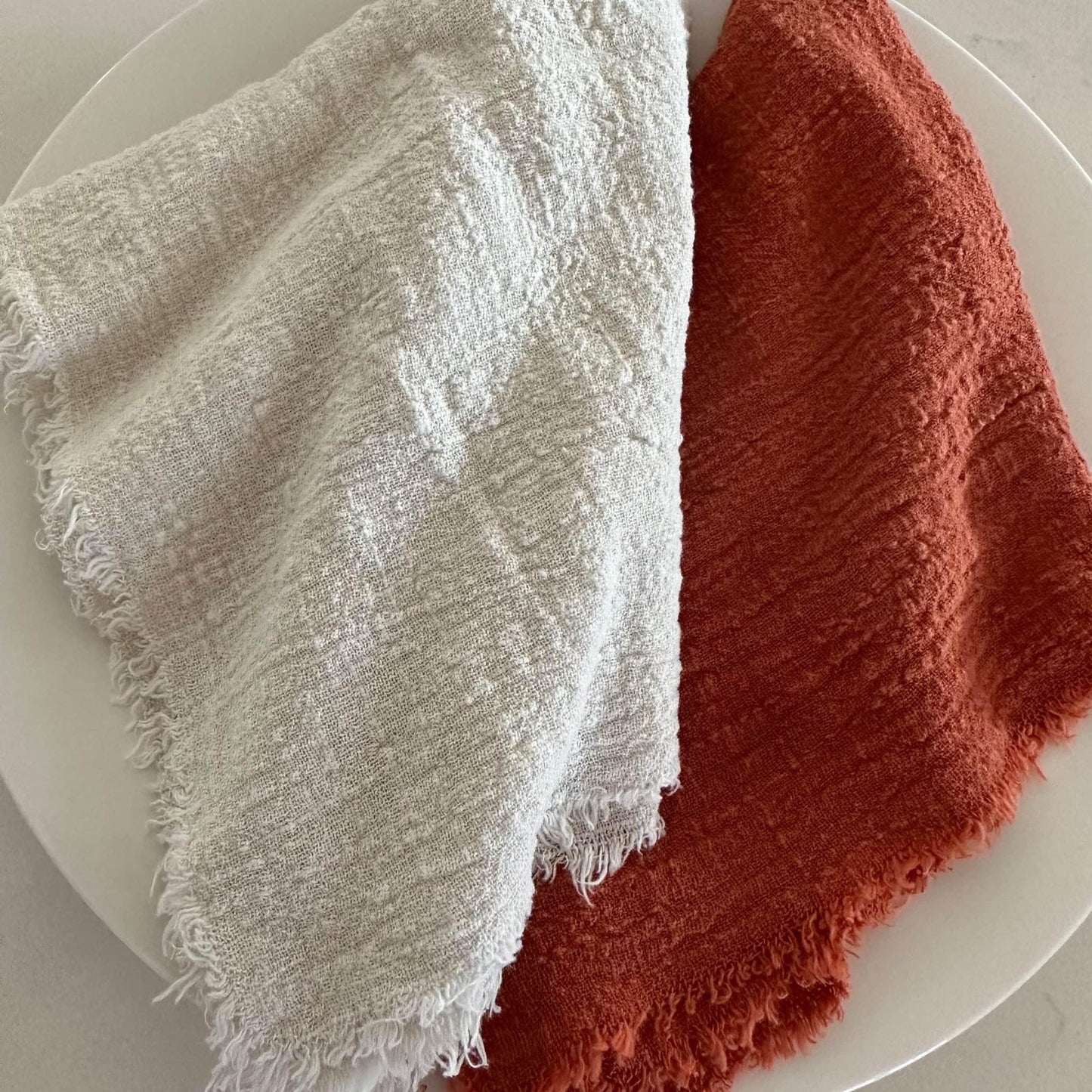 Table Runner Organic Cotton Frayed Edge | BURNT ORANGE