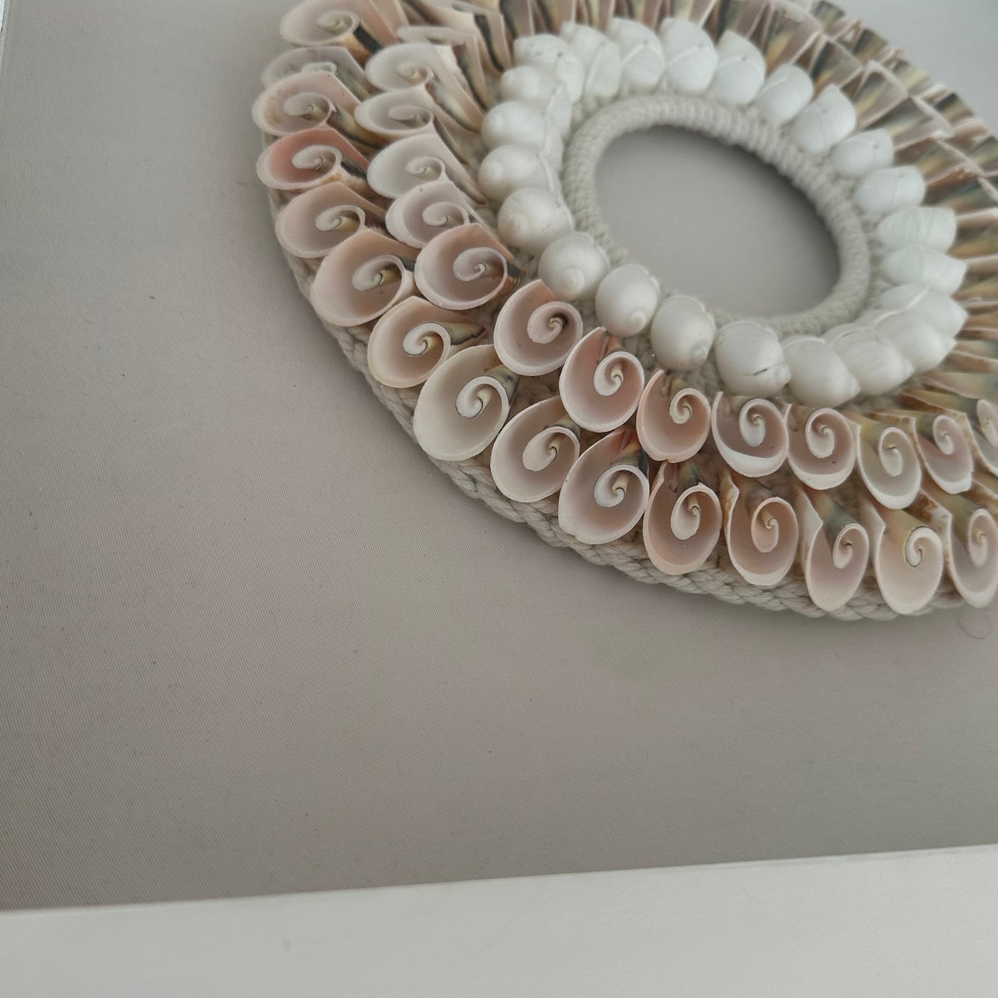 Boho Framed Wall Art | Shell Halo | Trumpet + Moon Shells
