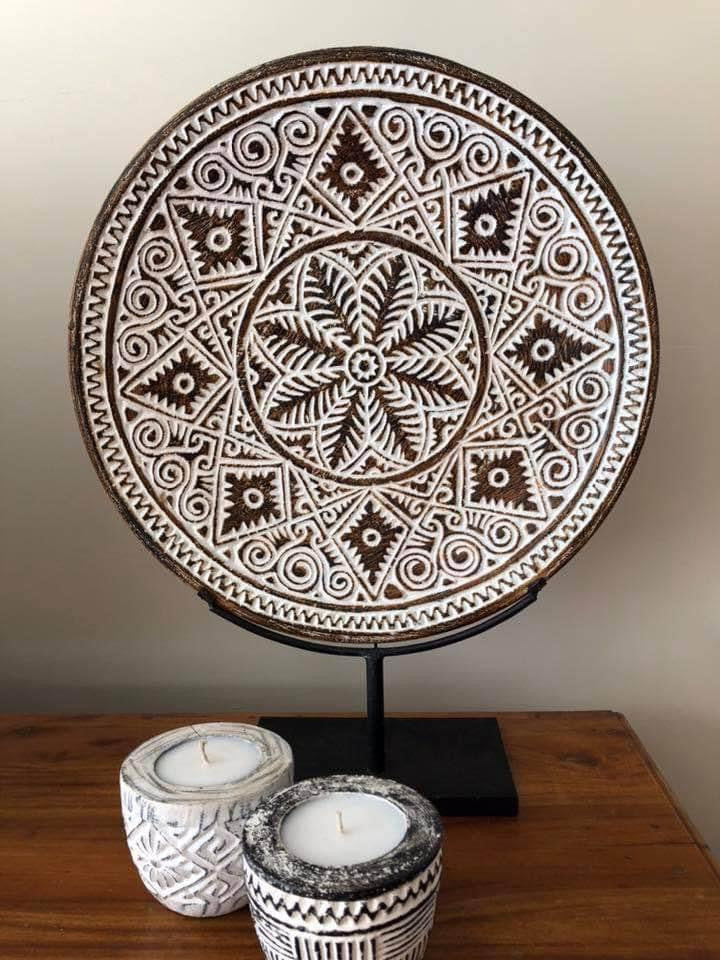 Carved Wooden Serving/Display Platter/Plate | Boho