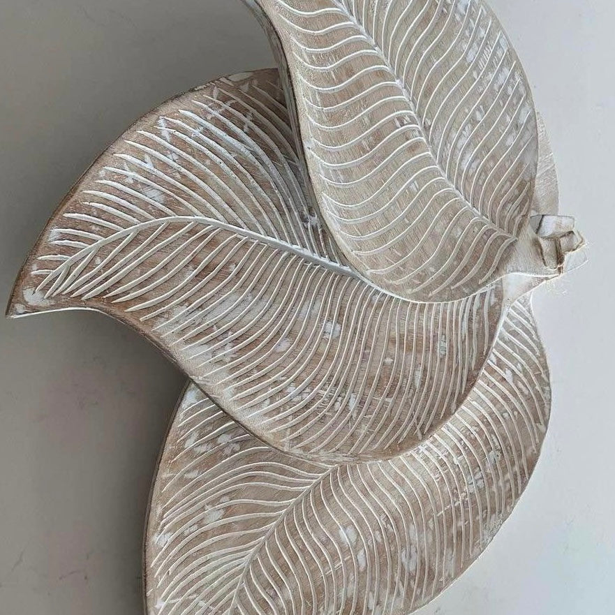 Whitewash Coastal Platter/Tray | Leaf | SOLD OUT