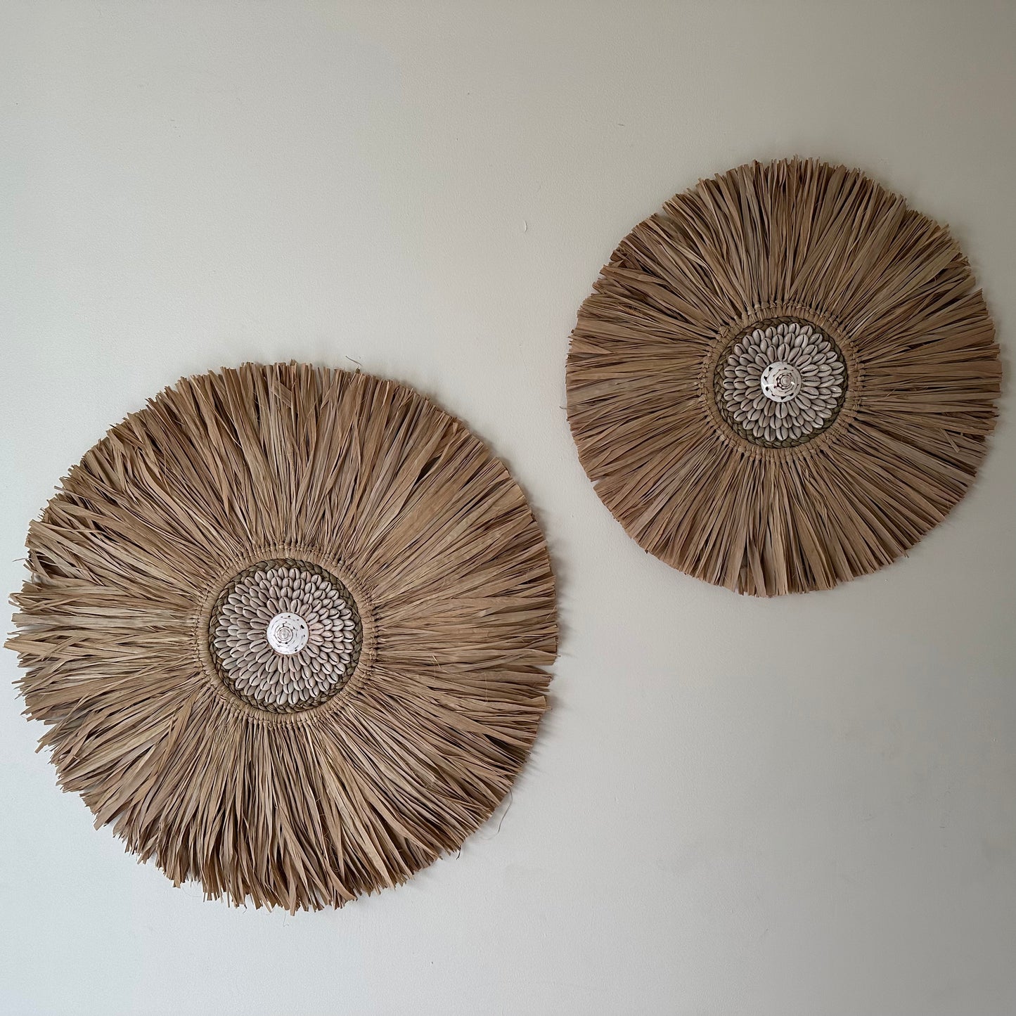 Boho Raffia and Cowrie Shell Wall Hanging