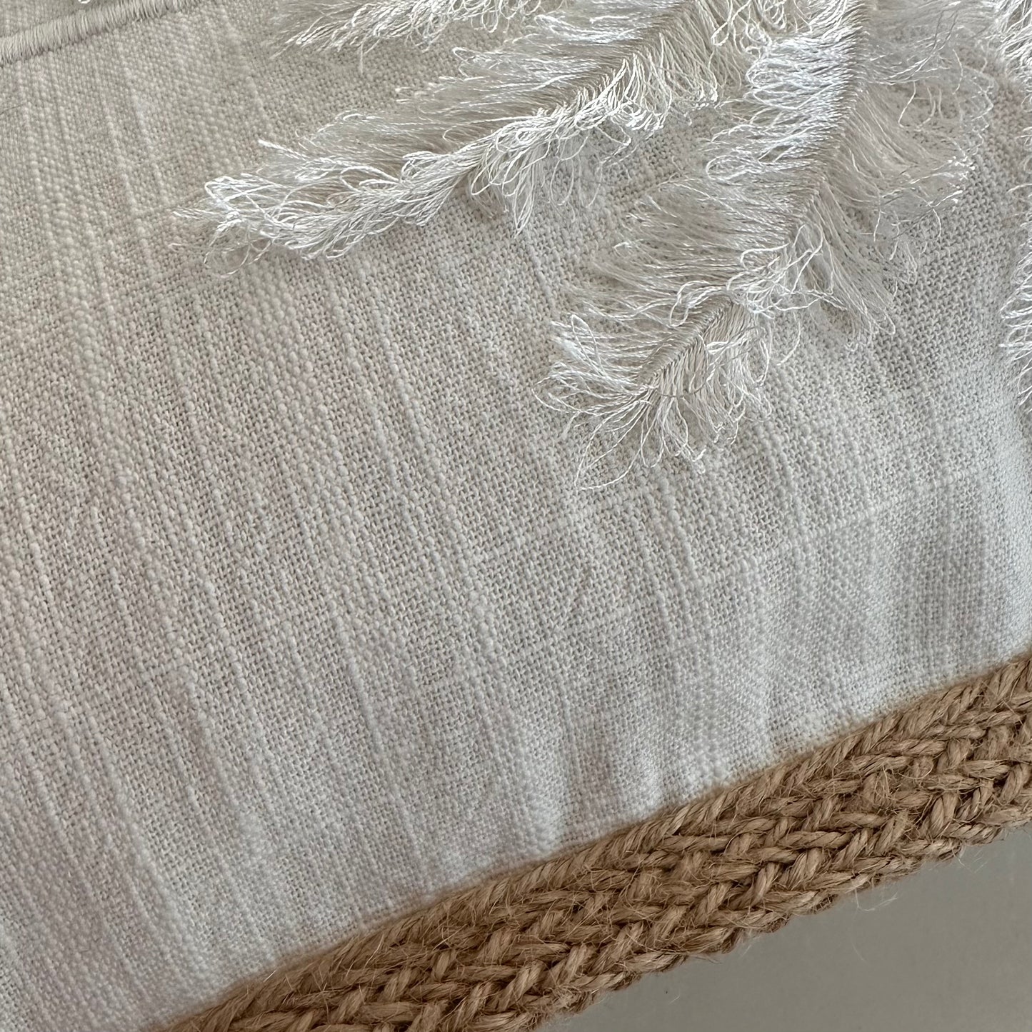 Boho Palms Linen Cushion Cover | Hessian Trim | 45x45cm | BEST SELLER