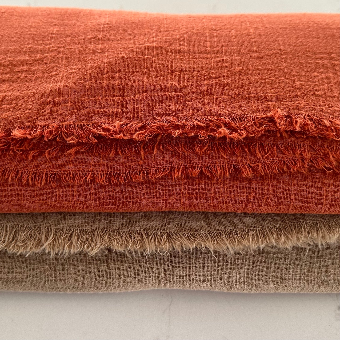 Table Runner Organic Cotton Frayed Edge | BURNT ORANGE
