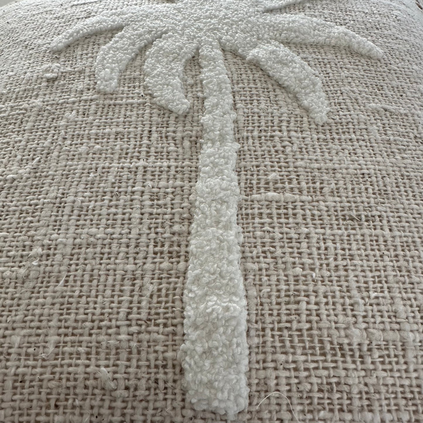 Surfside Natural Slub Cotton Palm Cushion Cover | Stitching
