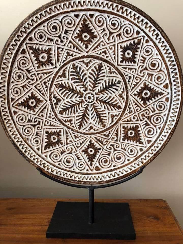 Carved Wooden Serving/Display Platter/Plate | Boho