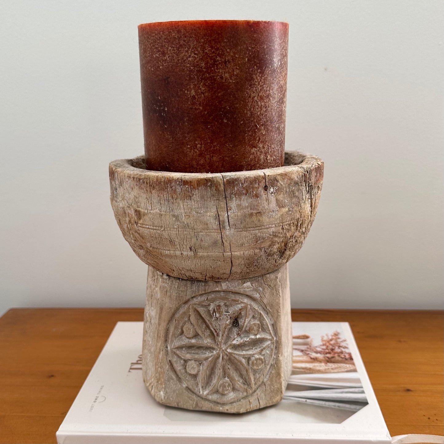 Bleached Vintage Indian Candle Holder | Large 2