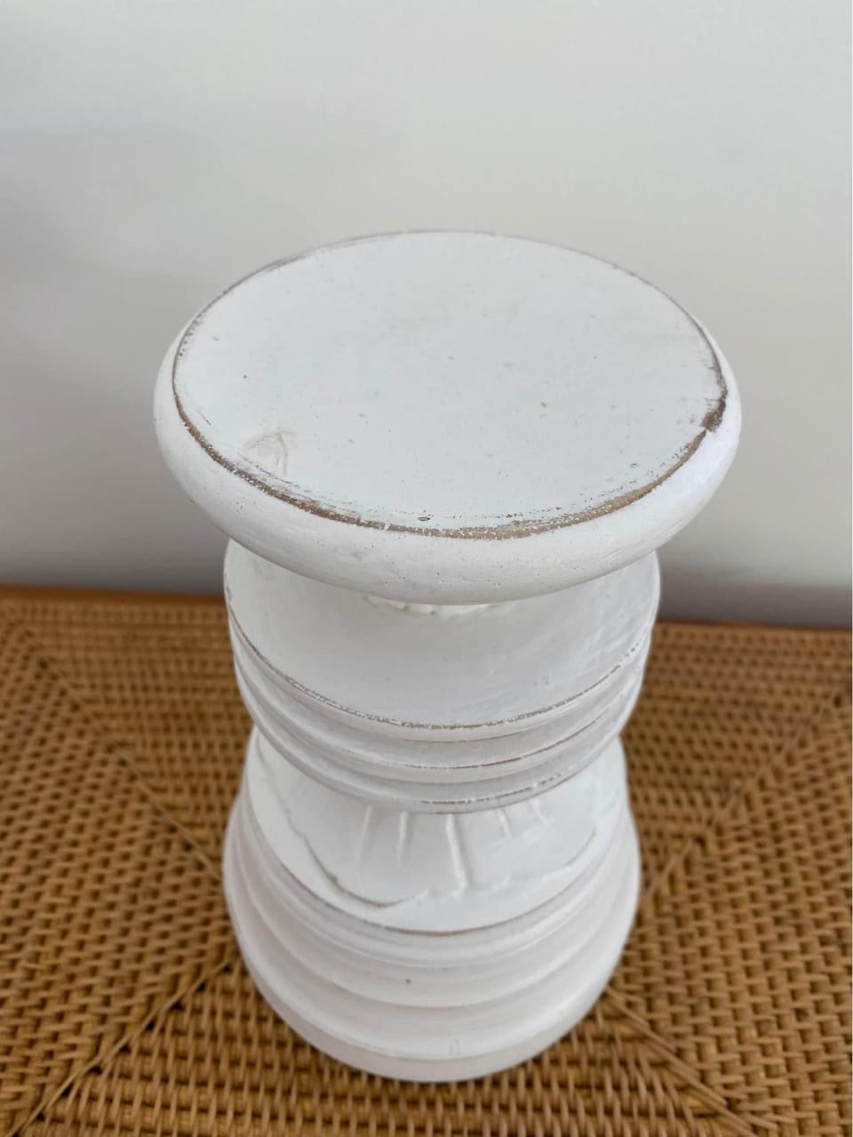 Boho Wooden Candle Holder White Washed