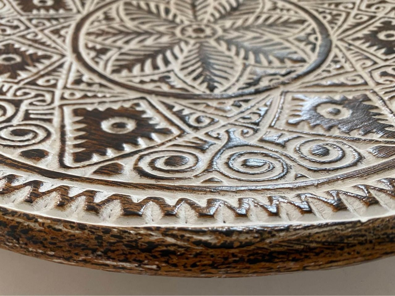 Carved Wooden Serving/Display Platter/Plate | Boho