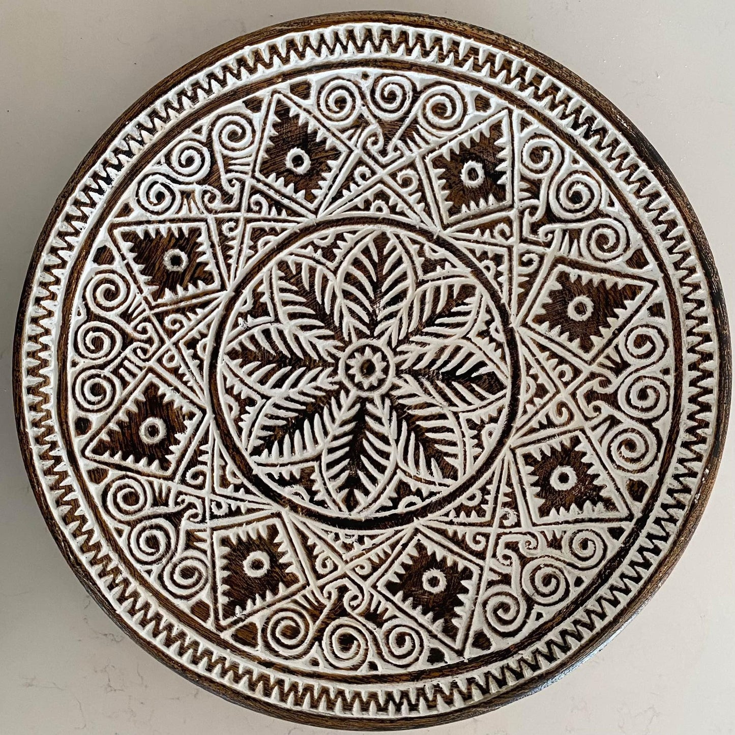 Carved Wooden Serving/Display Platter/Plate | Boho