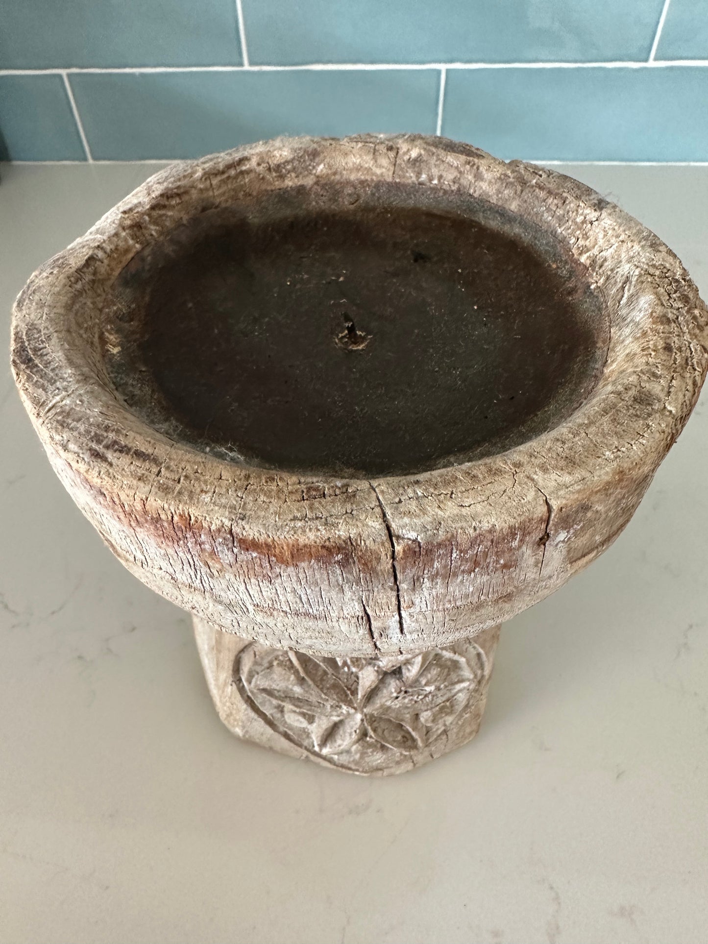 Bleached Vintage Indian Candle Holder | Large 2