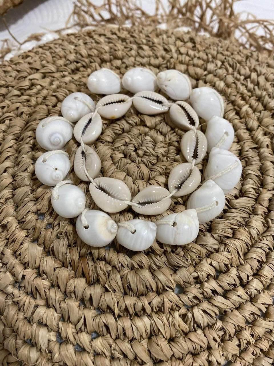 Raffia Cushion Cover | Shells | Natural | Round