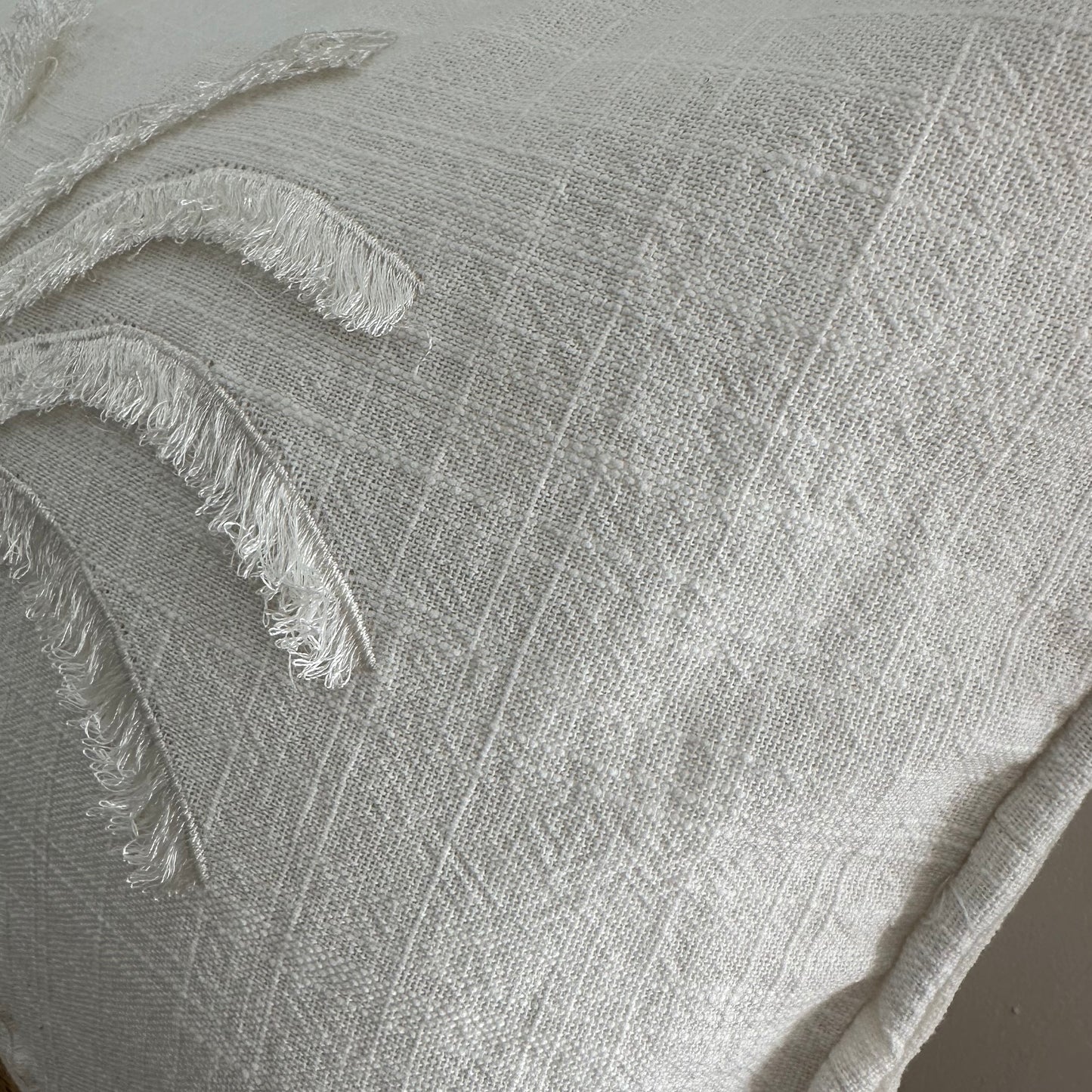 Legian Boho Palm Linen Cushion Cover | Lumbar | Vanilla