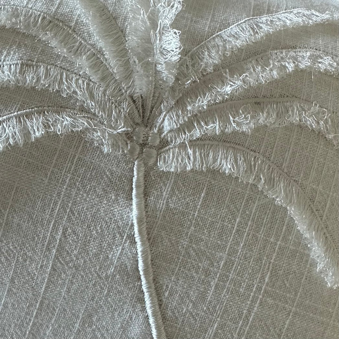 Legian Boho Palm Linen Cushion Cover | Lumbar | Vanilla