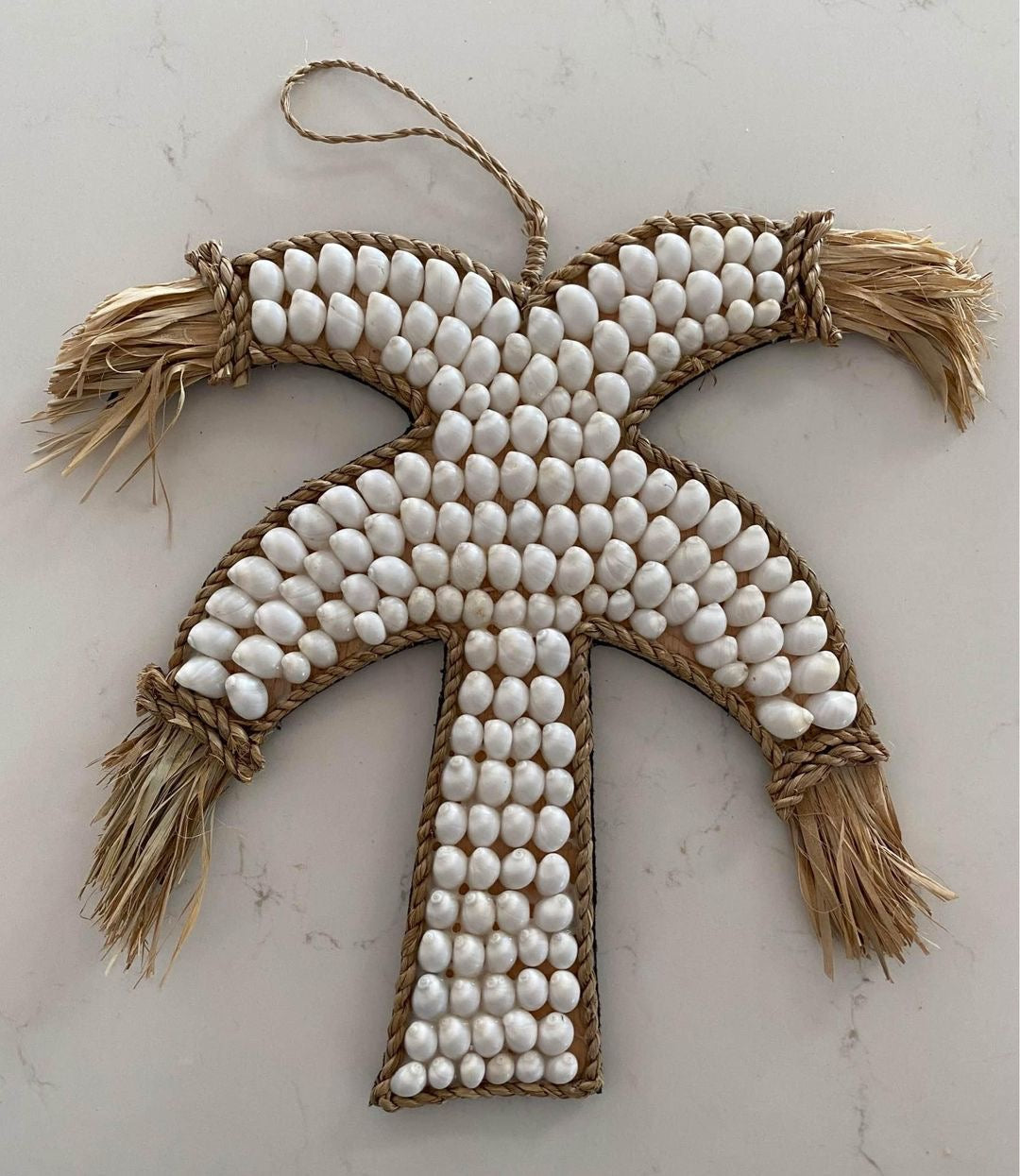 Raffia and Moon Shell Palm Tree Wall Hanging | CLEARANCE