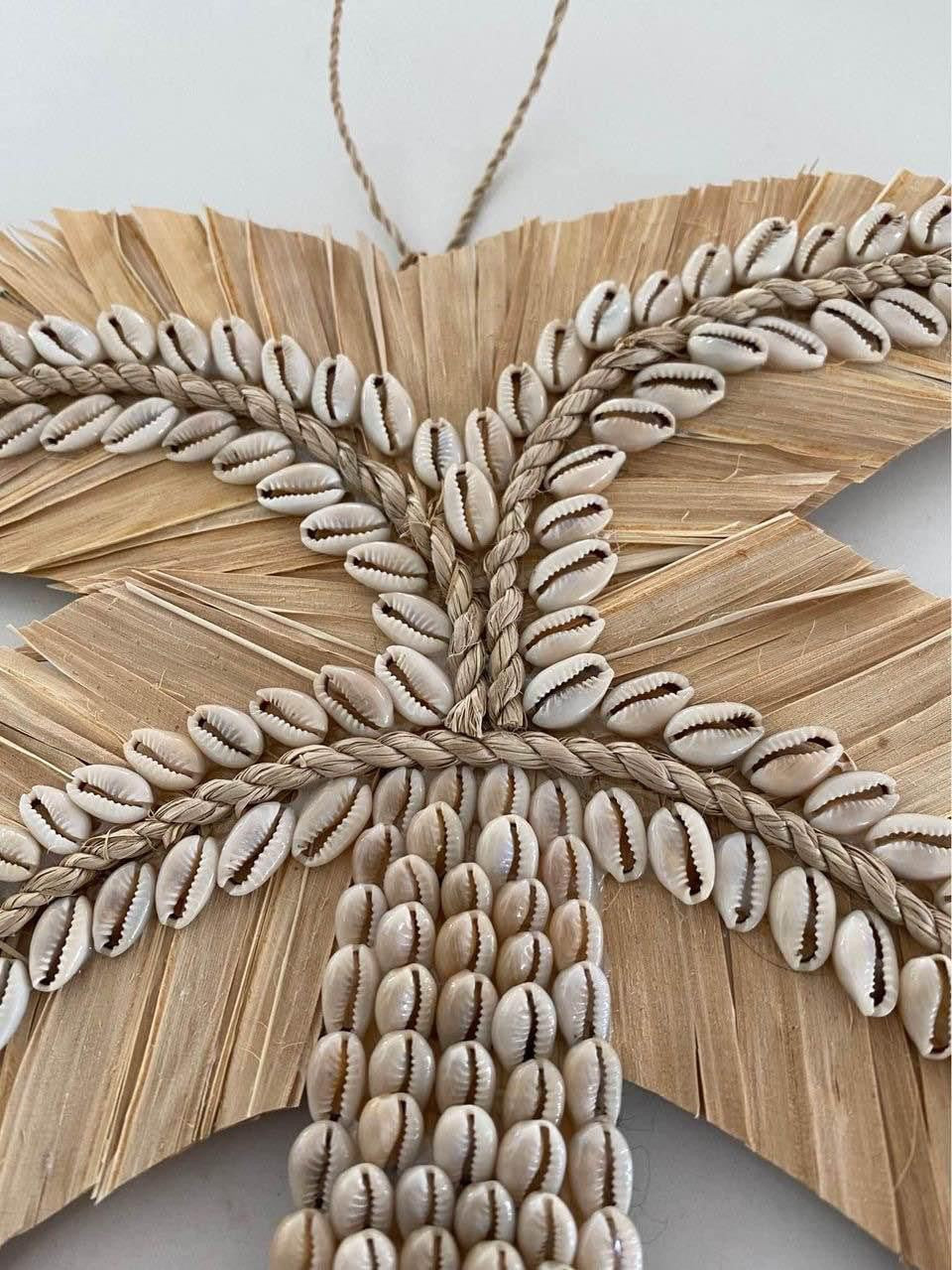 Natural Raffia and Cowrie Wall Hanging