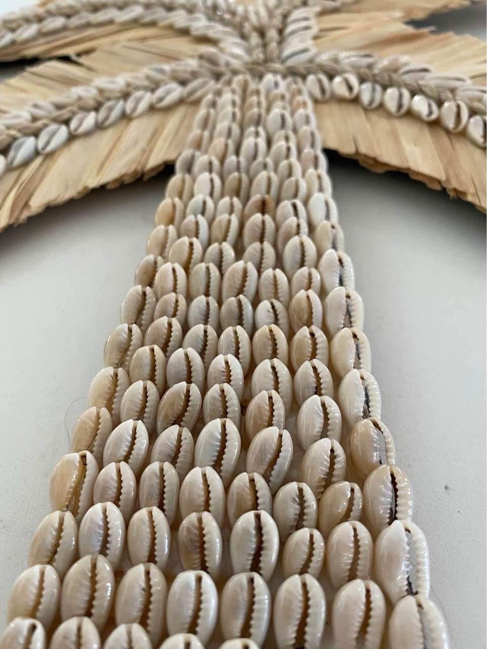 Natural Raffia and Cowrie Wall Hanging