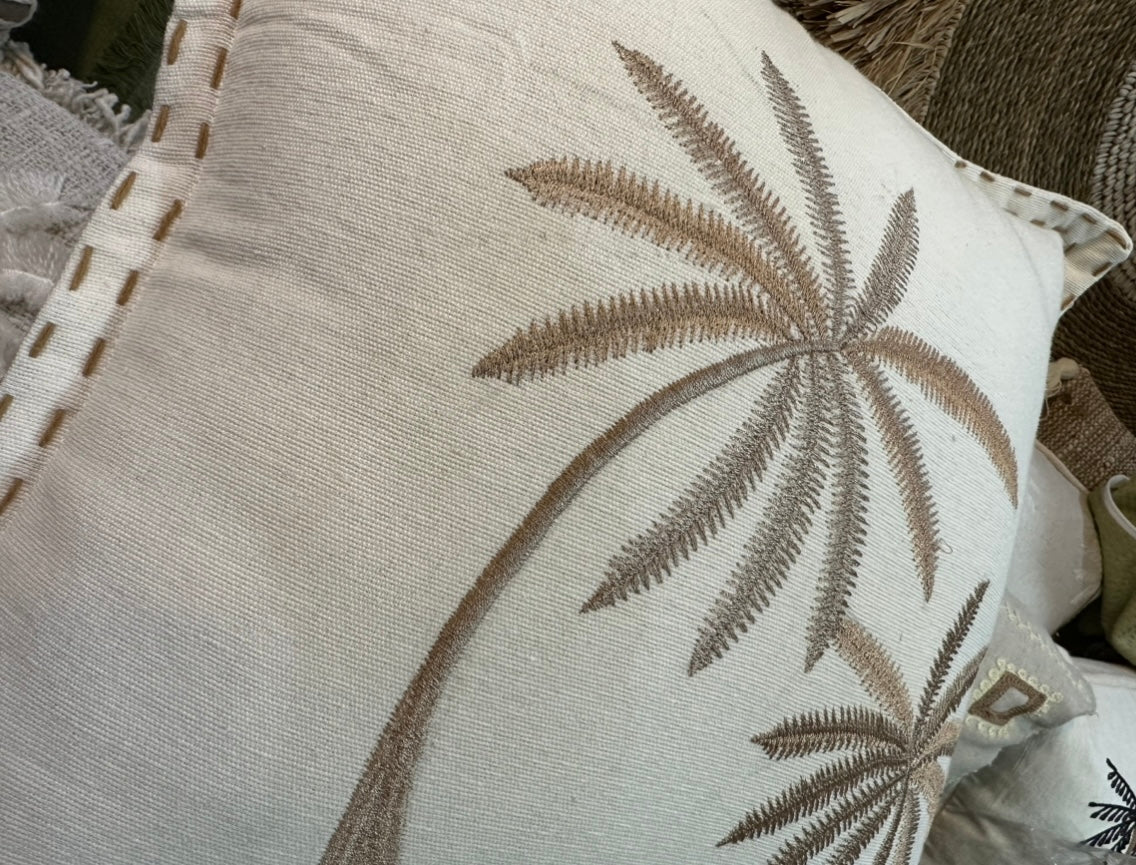 Palms Cushion Cover | Ivory | Stitching | 2 Sizes | SECONDS
