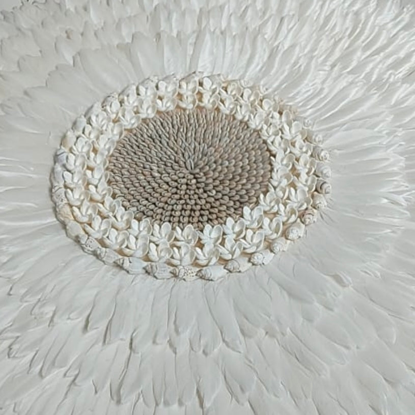 Boho Juju Hat | White | Shells | 80cm