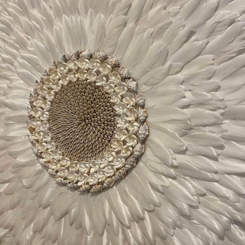 Boho Juju Hat | White | Shells | 80cm