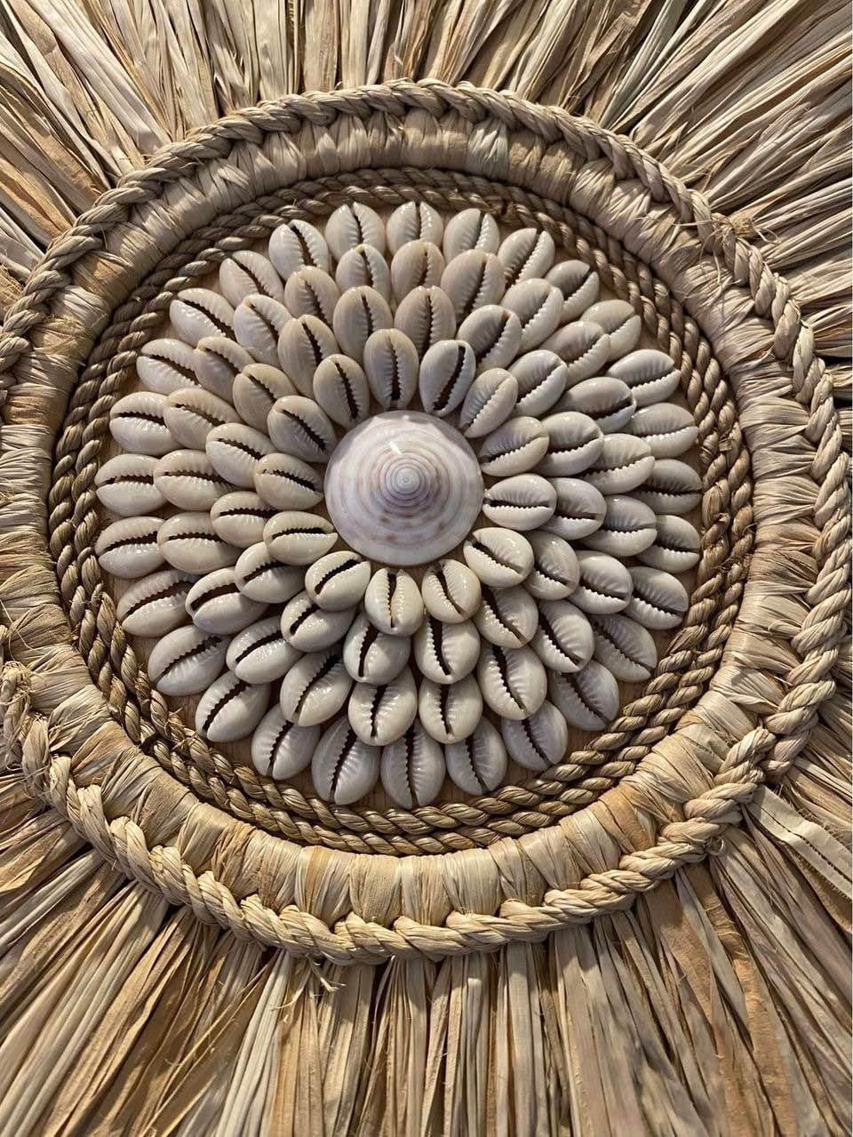 Boho Raffia and Cowrie Shell Wall Hanging