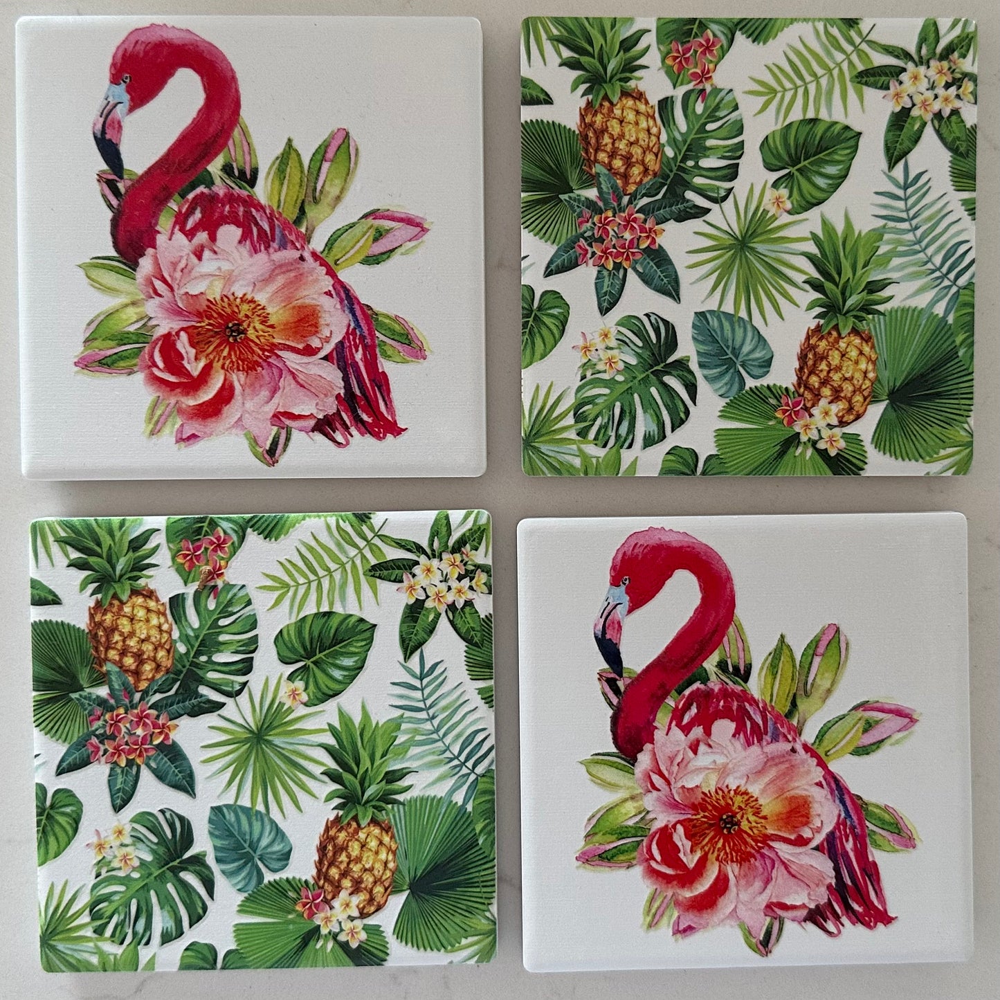 Ceramic Drink Coasters | Flamingo