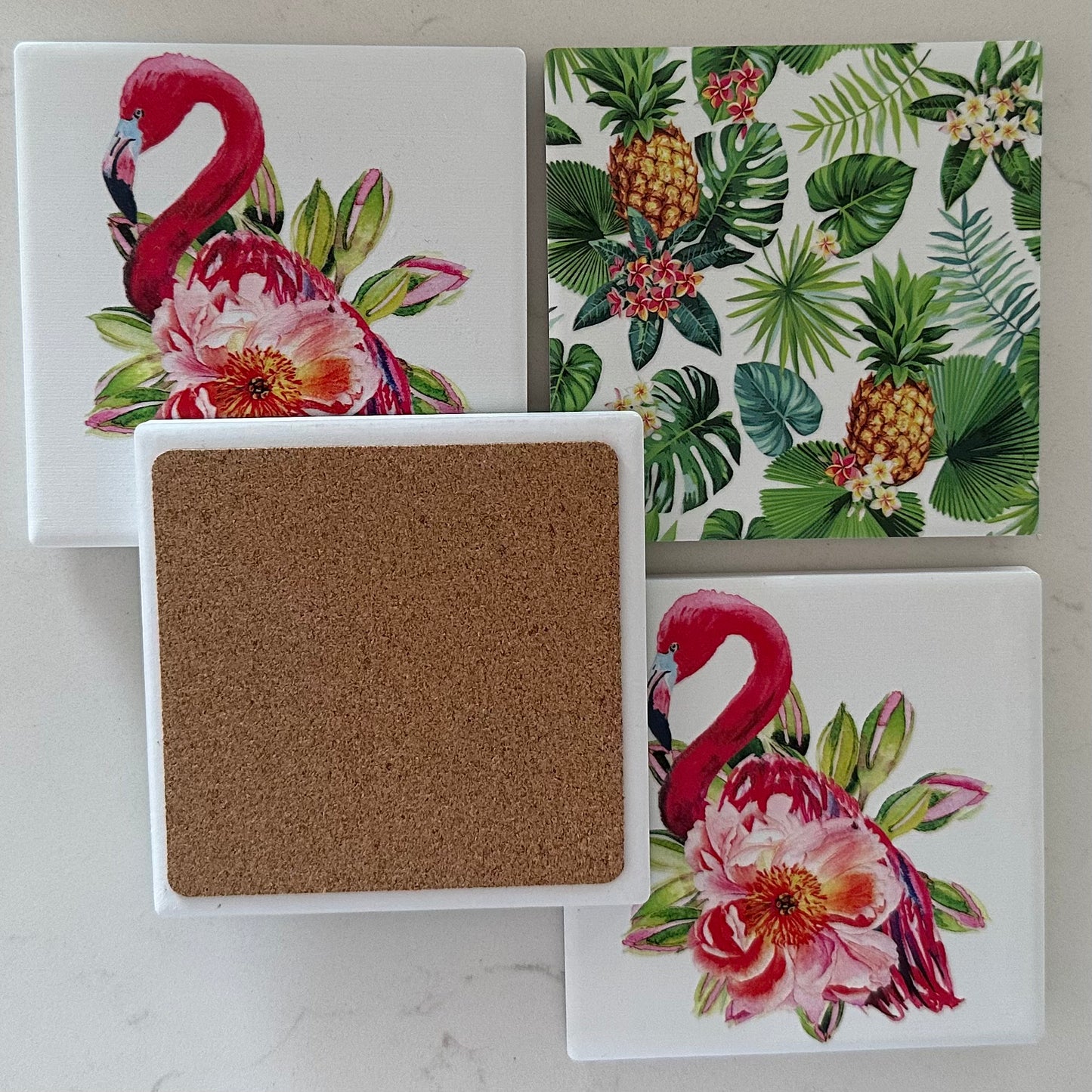 Ceramic Drink Coasters | Flamingo