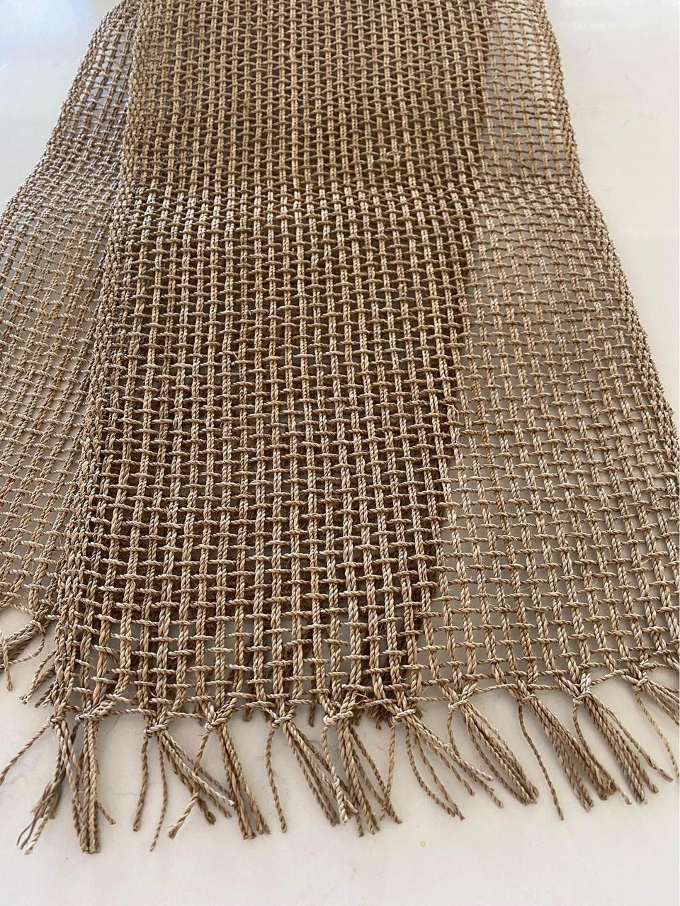 Natural Fishnet Table Runner | Seagrass | Fringe