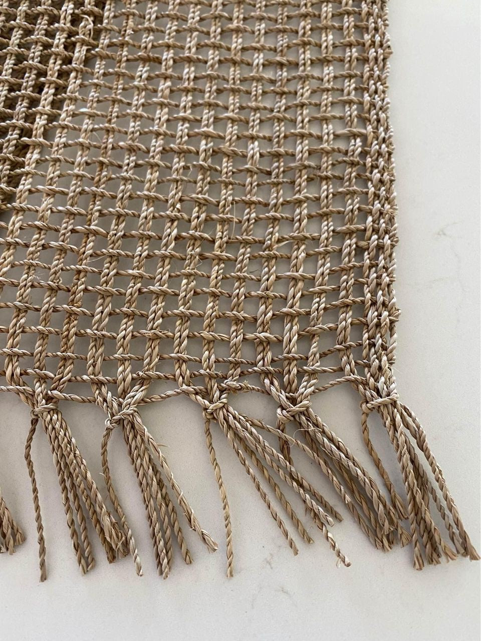 Natural Fishnet Table Runner | Seagrass | Fringe